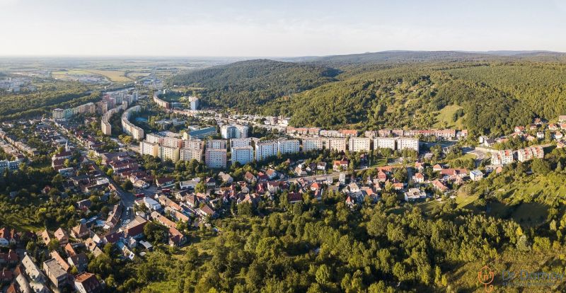 Aerial view of the residential area on Studenohorská Street in Bratislava - Lamač with surrounding forests.