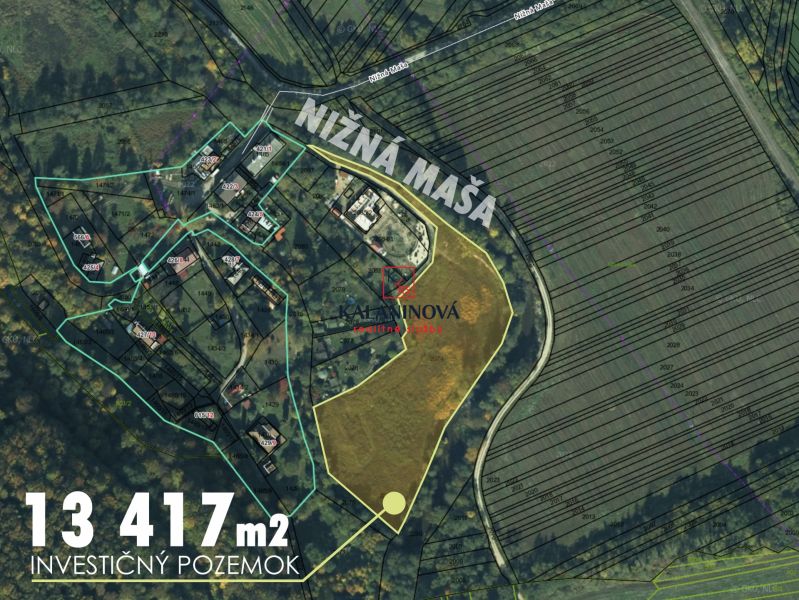 Aerial view of investment recreational lands near Nižná Maša, Betliar.