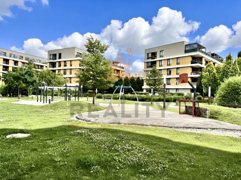 A complex of modern apartment buildings surrounded by a park on Bajkalská in Bratislava - Ružinov.