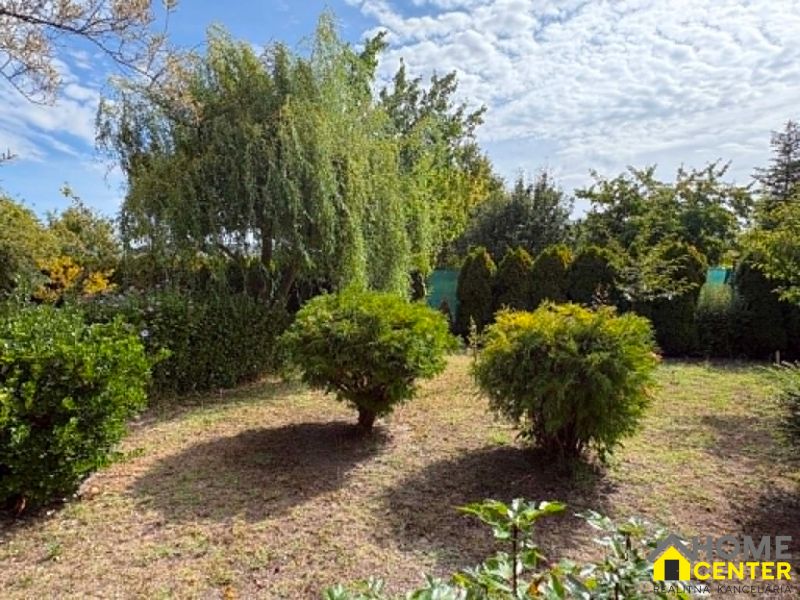 Gardens in Komárno with rich green vegetation, including trees and shrubs.