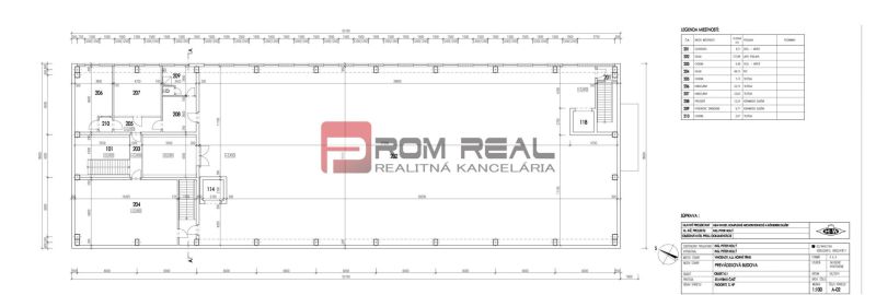 Floor plan of the production area with room specifications.