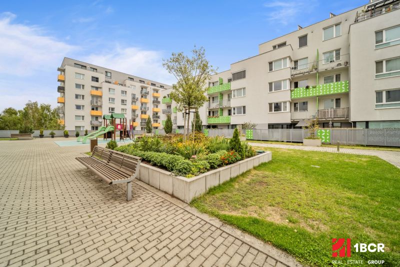 Residential complex with a playground and green spaces in Bratislava at Pri Hrubej lúke.