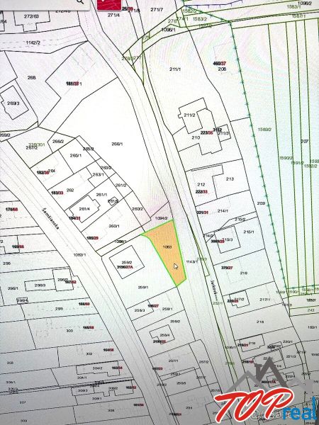 Map of residential plots on Jarková Street, Košice - Šaca district.