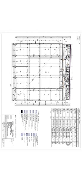 Architectural drawing of commercial spaces with a legend and technical specifications.