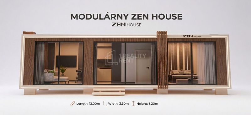 Modular Zen House with glass doors and wooden decor for a family home in Kysucké Nové Mesto.