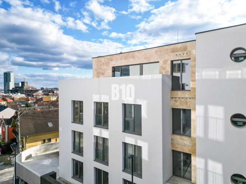 The exterior of the building in Bratislava III on Matúškova Street, view of the city.