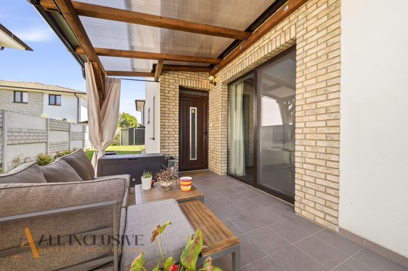 Terrace of a 3-room apartment on Rekreačný Rad in Dunajská Streda with comfortable seating.