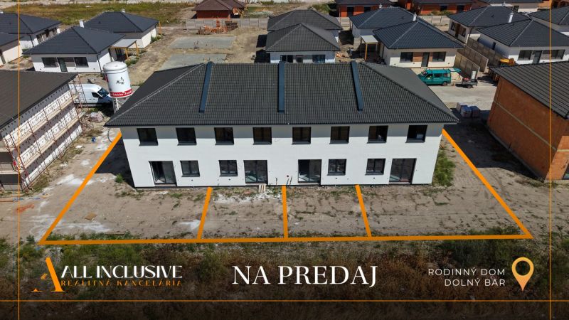 A family house in Dolný Bar with a black roof is for sale.