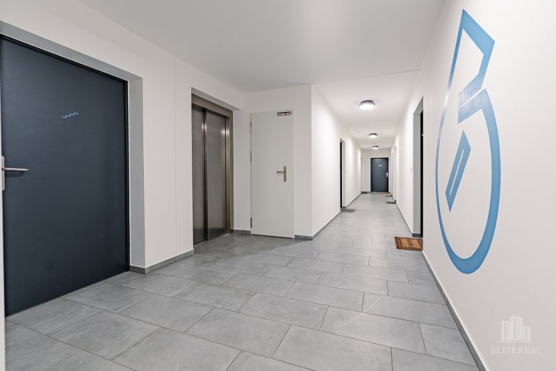 Hallway in an apartment building on Labutia Street in Bratislava - Petržalka with an elevator.