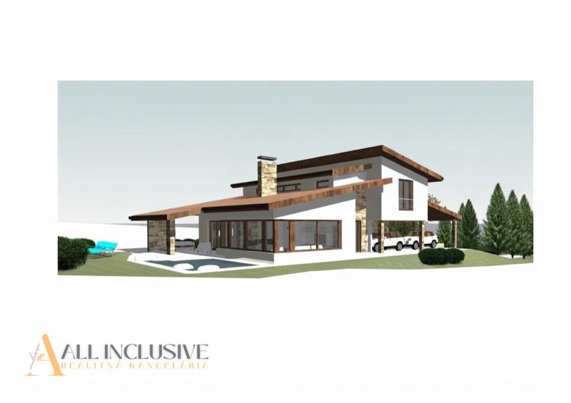 A family house in Veličná with a swimming pool and modern architecture on a spacious plot.