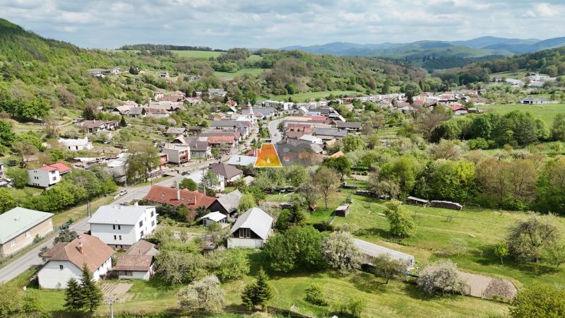 Aerial view of the village Turová with surrounding nature, suitable for residential land.