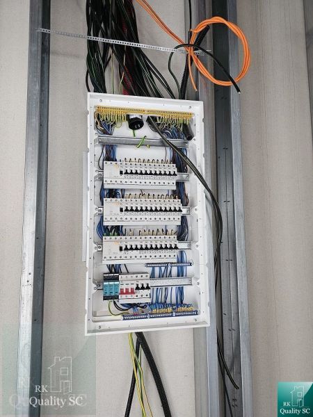 Electrical installation cabinet with cables in a family house on Lichnerova Street in Senec.