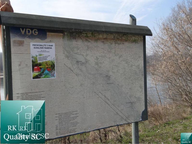 Information board in the Old Port Gabčíkovo on plots for waterfront living.