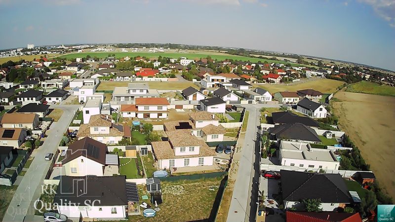 Aerial view of residential plots in Senec with modern houses.