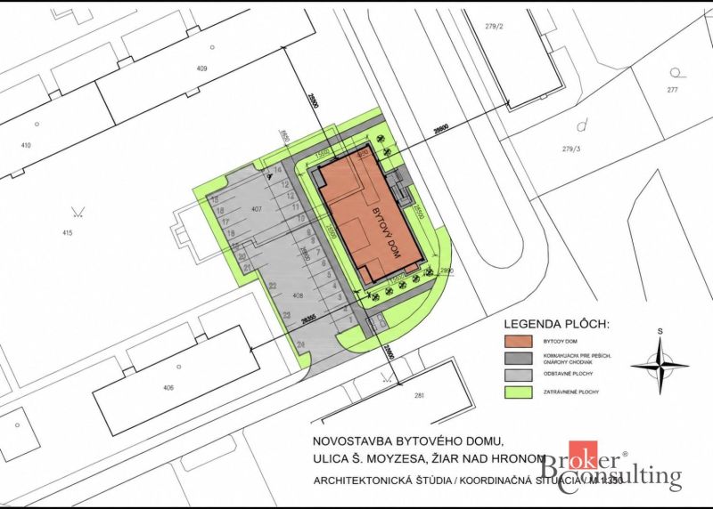 Architectural plan of the apartment building on Š. Moysesa Street in Žiar nad Hronom.