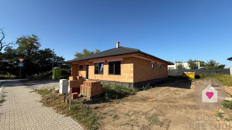 A family house on Hájna Street, Bernolákovo, under construction with a concrete roof covering.