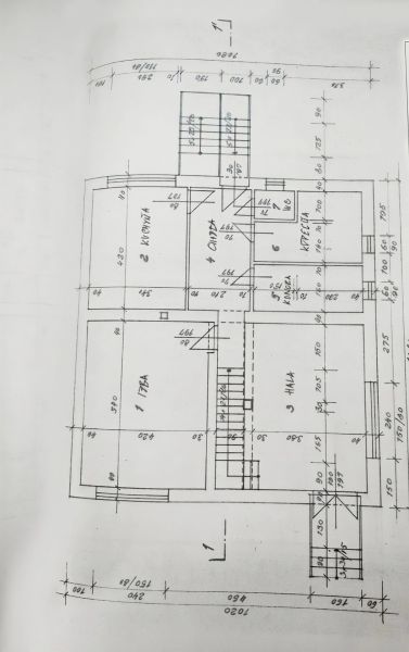 Floor plan of a family house showing rooms and dimensions in Záhorská Ves.