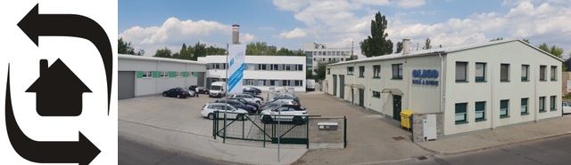 Unusual properties on Za stanicou street in Bratislava - Nové Mesto, parking lot and buildings.
