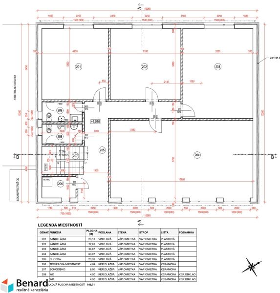 Floor plan of commercial premises with room designation and surface specification.