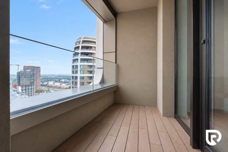 A balcony with a view in Bratislava on Továrenská Street at a 2-room apartment.