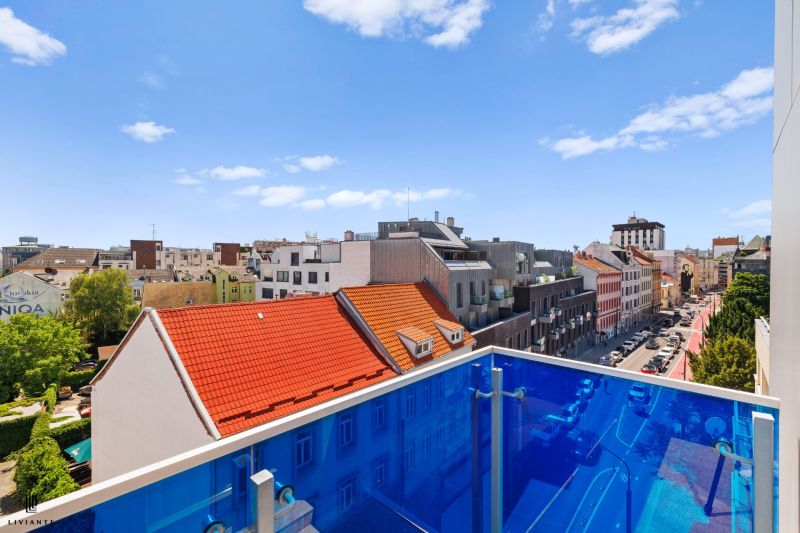 View from the balcony onto the streets in Bratislava - Old Town, Dunajská, 3-room apartment.