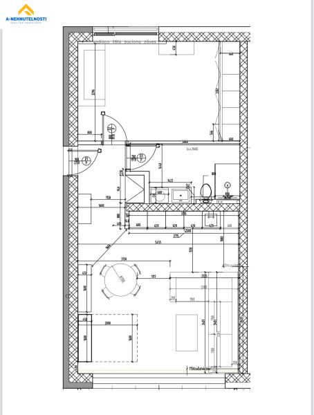 Floor plan of a 2-room apartment with a loggia, showing the layout of rooms and furniture.