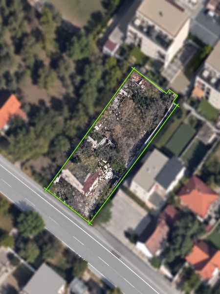 Aerial view of a residential plot on Hlavná in Dunajská Lužná.