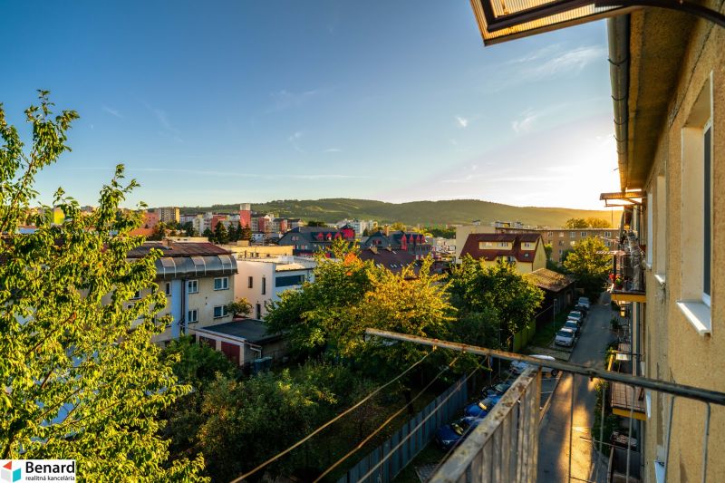 View from the balcony on Fučíkova Street in Bardejov with a view from a 2-room apartment.