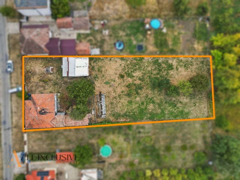 Aerial view of a plot with a family house in the village of Bátorove Kosihy.