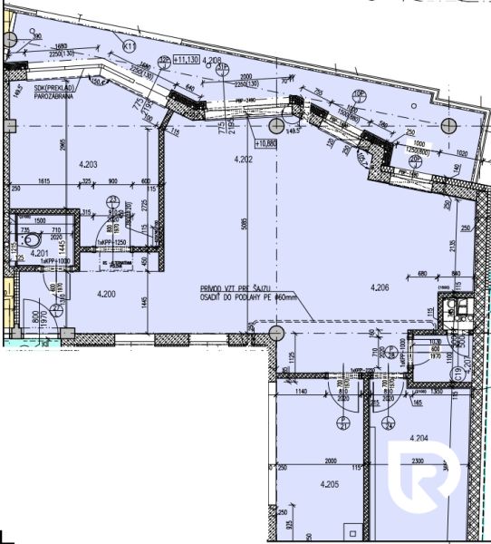 Floor plan of a 2-room apartment with layout and technical details.