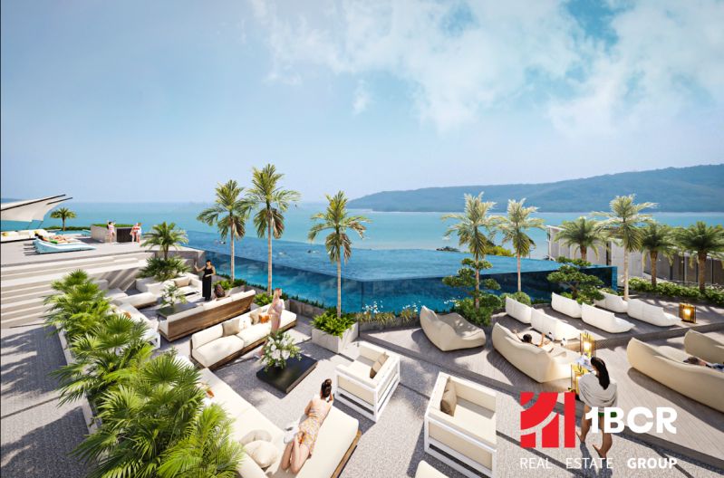 Apartment construction in Phuket with a terrace and a stunning ocean view.