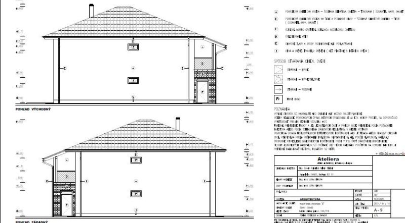Architectural sketches of side views of the building for Land - housing.