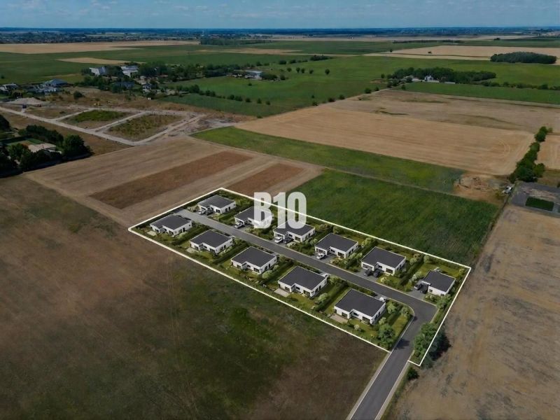Aerial view of properties - housing around Nové Zámky with modern houses.