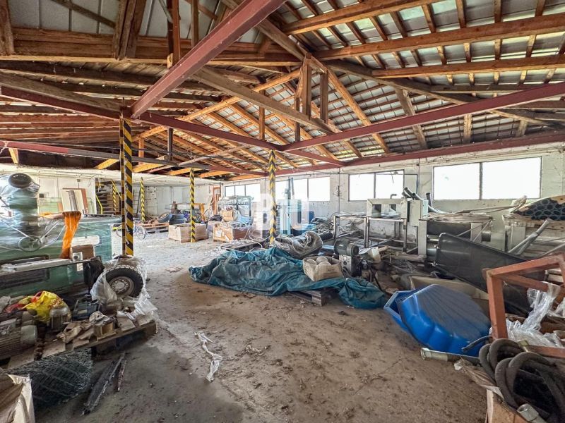 Spacious interior of a family house with a metal roof and various stored materials.