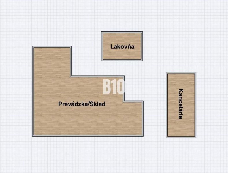 Floor plan of an industrial property with operations/storage, paint shop, and offices.
