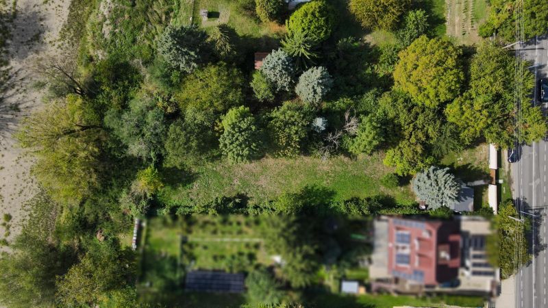 Aerial view of populated recreational plots near Devínska cesta in Bratislava - Devín.