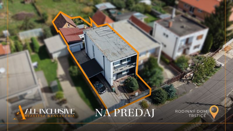 A family house in Trstice with marked land and surrounding buildings.