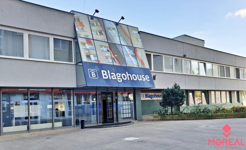 Commercial premises on Blagoevova Street in Bratislava-Petržalka with the sign Blagohouse.