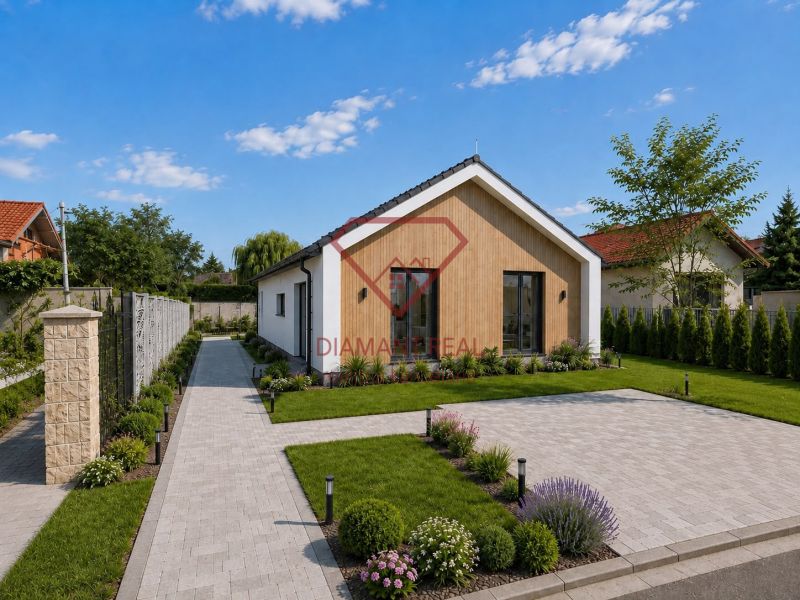A family house on Veľká Mača Street in Veľká Mača with a landscaped garden and walkway.