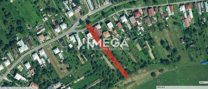 Aerial photograph of Ptičie on Ptičia Street shows plots designated for housing.