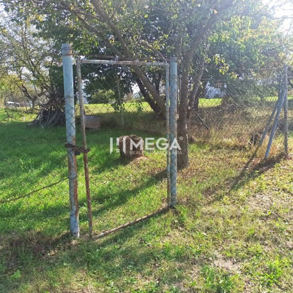 A garden on a residential plot, bordered by an older fence on the street in Humenné.