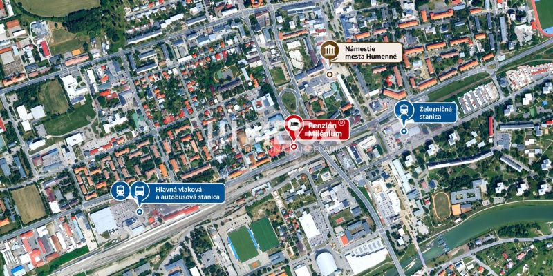 Penzión Milénium near the station in Humenné, Štefánikova. Hotels and guesthouses around the train station.