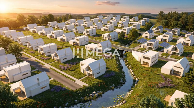 A set of modern houses by the creek on Suchý jarok street in Humenné, plots - residential.