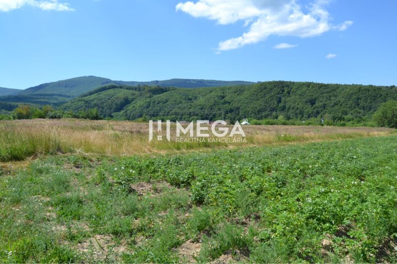 The landscape in Zemplínske Hámre suitable for residential plots, surrounded by green forests and meadows.