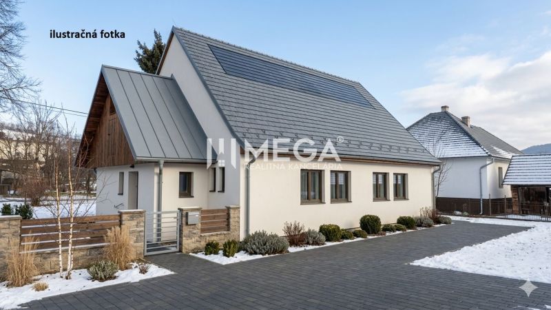 A house with a modern roof and garden in snowy Zboj, suitable for commercial spaces.