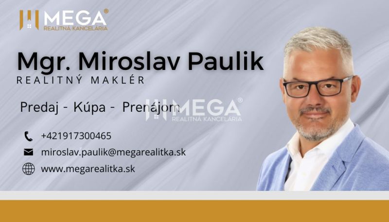 Real estate agent's business card with contact information and office logo.
