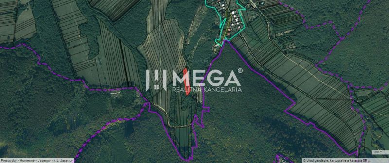 Aerial map with highlighted property in the Jasenov area, Jasenov Street, Special properties.