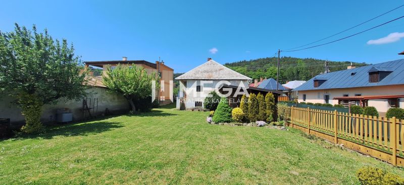 A garden at a family house in Kochanovce on Kochanovce Street with a lawn and shrubs.