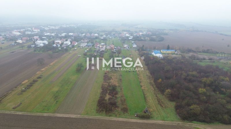 Aerial view of agricultural and forest lands in the village of Pusté Čemerné.