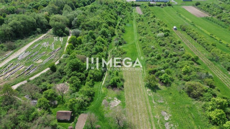 Aerial view of the Gardens in Trnava pri Laborci with forest stands and meadows.